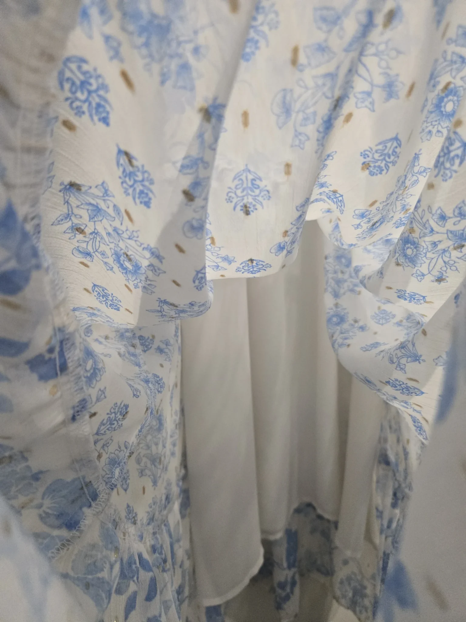 Image for Robe maxi romantique blanches aux fleurs bleues