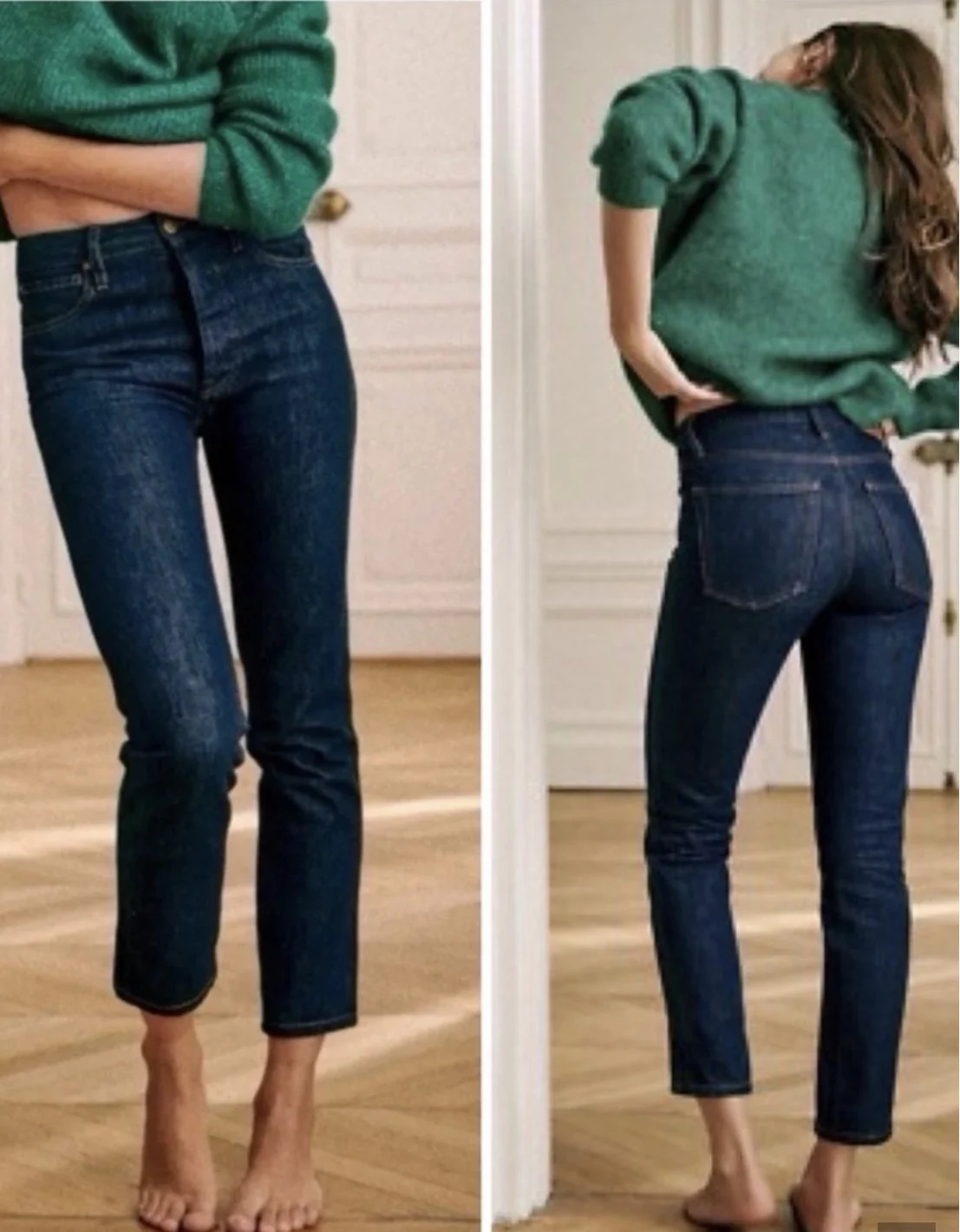 Sézane Jeans Brut Sexy droit intemporel bleu indigo Sézane seconde main