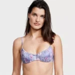 Featured thumbnail for Haut Maillot Bikini Mauve Rose Fleuri Victoria's Secret Ice Queen Floral Ruched Lilac Pink Swim Top