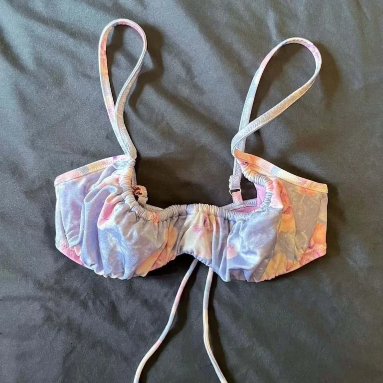 Image for Haut Maillot Bikini Mauve Rose Fleuri Victoria's Secret Ice Queen Floral Ruched Lilac Pink Swim Top