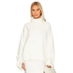Featured thumbnail for Chandail Pull Tricot Col Roulé Blanc en Laine SNDYS Cecilia White Wool Knit Turtleneck Sweater