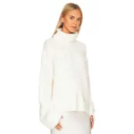 Thumbnail for Chandail Pull Tricot Col Roulé Blanc en Laine SNDYS Cecilia White Wool Knit Turtleneck Sweater