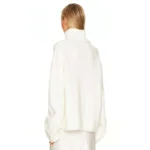 Thumbnail for Chandail Pull Tricot Col Roulé Blanc en Laine SNDYS Cecilia White Wool Knit Turtleneck Sweater