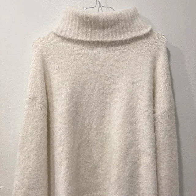 Image for Chandail Pull Tricot Col Roulé Blanc en Laine SNDYS Cecilia White Wool Knit Turtleneck Sweater