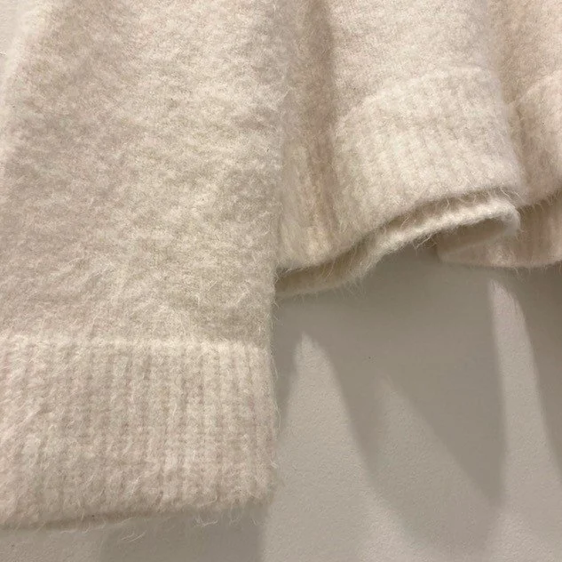Image for Chandail Pull Tricot Col Roulé Blanc en Laine SNDYS Cecilia White Wool Knit Turtleneck Sweater