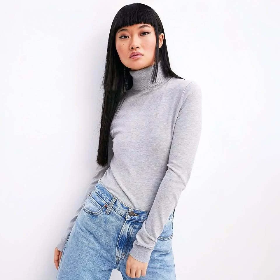 Chandail Pull Tricot Col Roulé Gris Simons Twik Gray Knit Turtleneck Sweater Top Twik seconde main