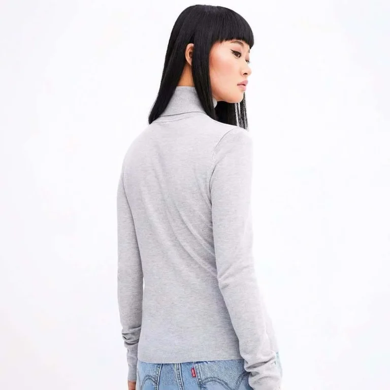 Image for Chandail Pull Tricot Col Roulé Gris Simons Twik Gray Knit Turtleneck Sweater Top