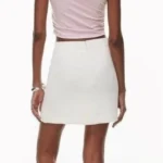 Thumbnail for Jupe Courte Blanche en Lin avec Fente Aritzia Wilfred Patio Linen White Mini Skirt with Slit
