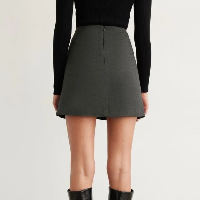 Image for Jupe Courte Grise avec Fente Dynamite Grey Mini Skirt with Slit