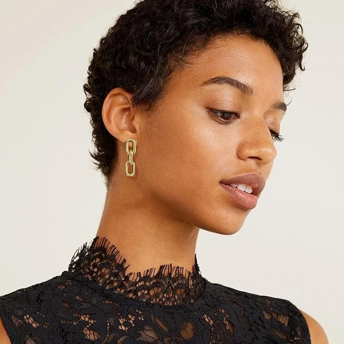 Featured image for Boucles d'Oreilles Pendantes Plaquées Or 18K Gold Plated Drop Chain Earrings
