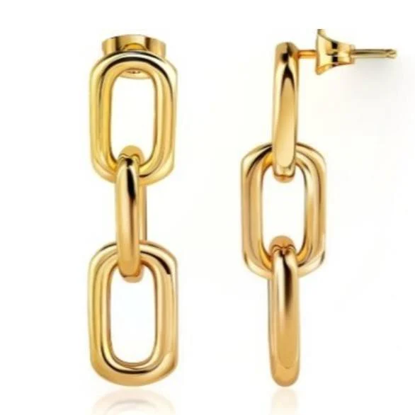 Image for Boucles d'Oreilles Pendantes Plaquées Or 18K Gold Plated Drop Chain Earrings