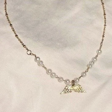Image for Collier Pendantif Plaqué Or Ange Perles EVRY JEWELS 14K Gold Plated Angel Pearl Pendant Necklace