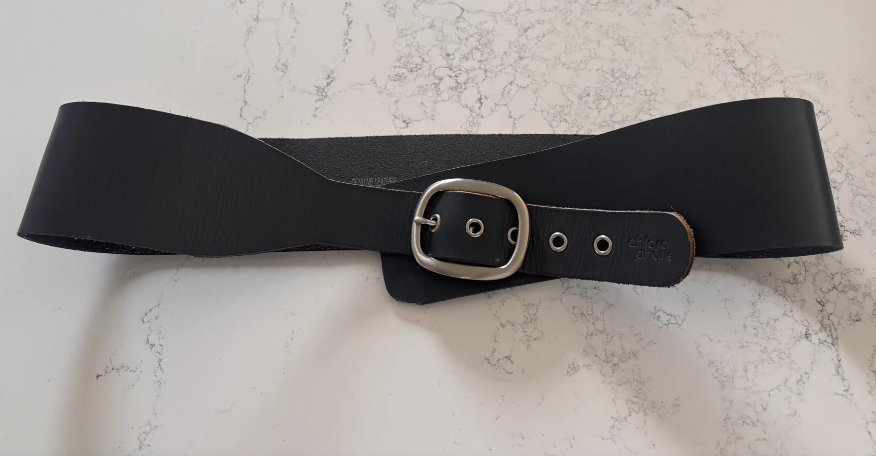 Large ceinture en cuir grise Chlorophylle seconde main
