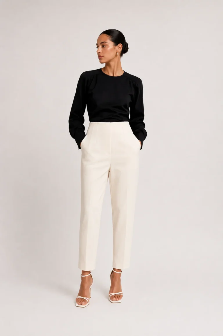 Image for Pantalon professionnel en fuseau blanc crème Dynamite