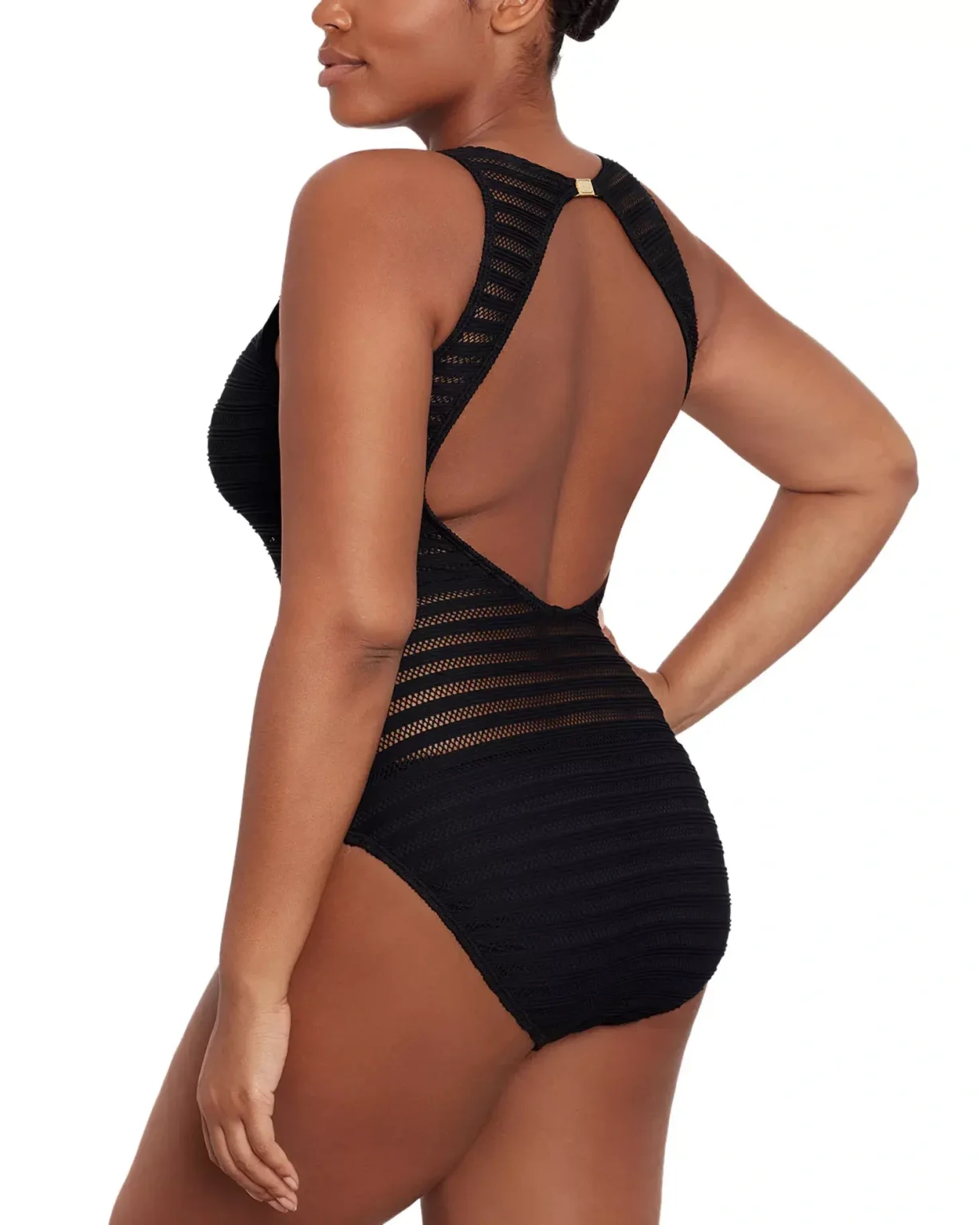 Image for Lauren Ralph Lauren – Ottoman-knit one-piece swimsuit with a boat neckline