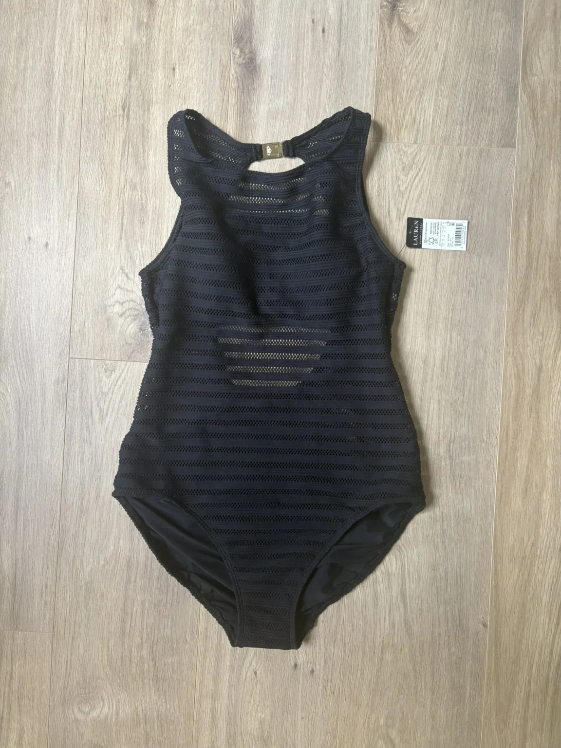 Image for Lauren Ralph Lauren – Ottoman-knit one-piece swimsuit with a boat neckline