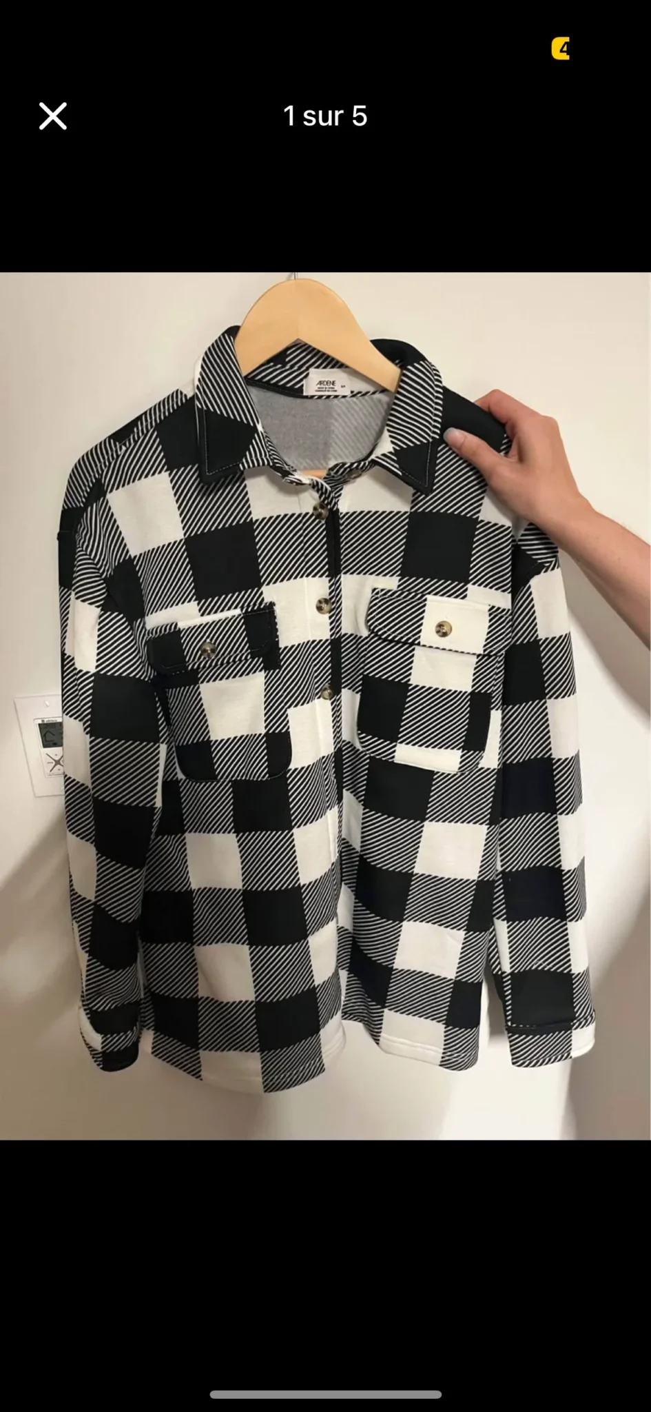 Featured image for Veste chemise à carreaux noire et blanche ardene neuve jamais portée size small