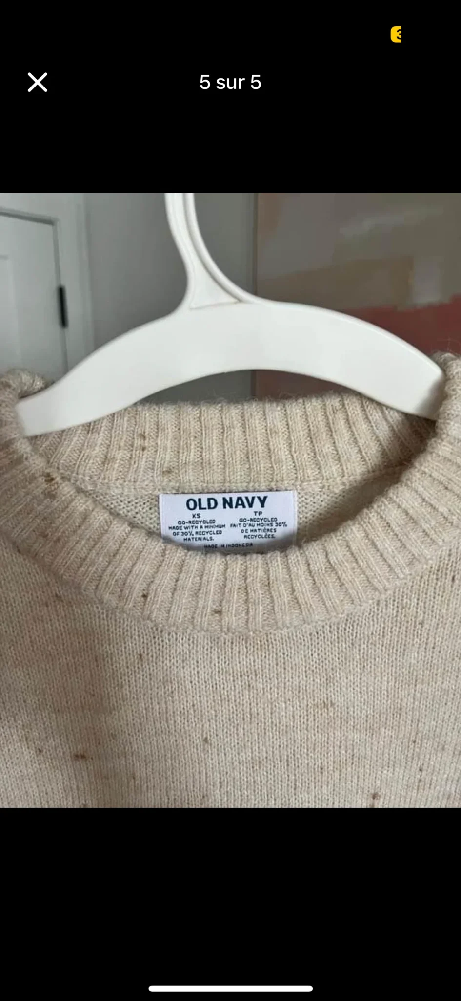 Image for Chandail col rond old navy neuf jamais porté size XS