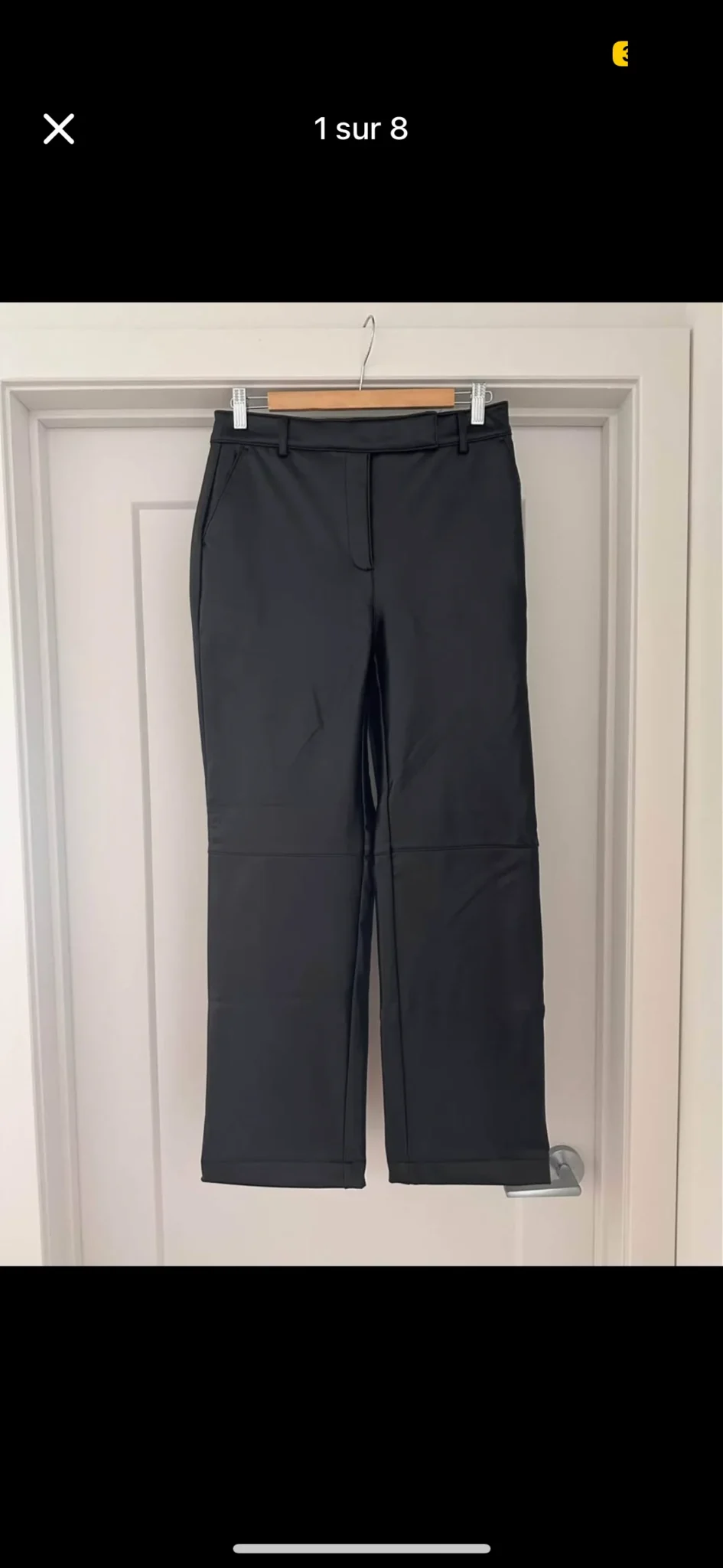 Image for Pantalon en faux cuir à taille haute et jambe droite doublé à l’intérieur size 8 de marque Reitmans