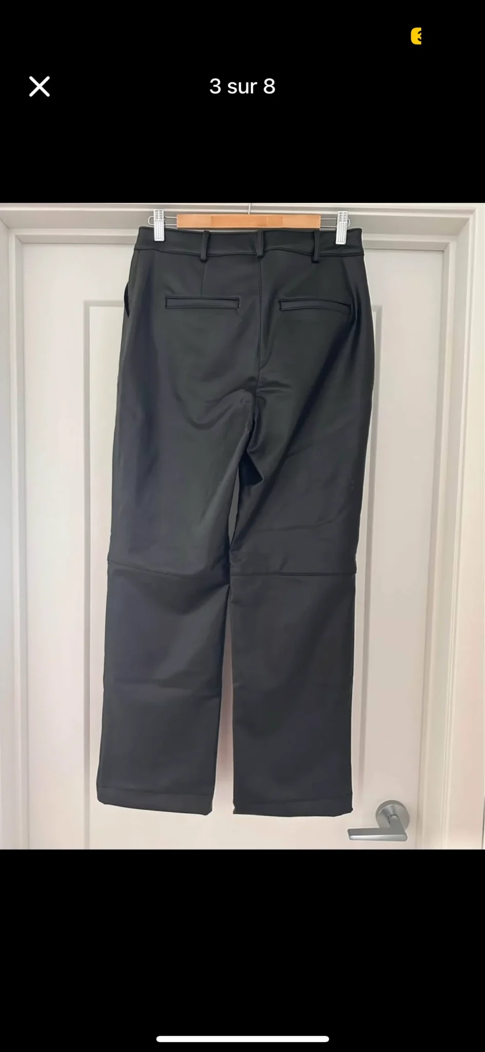 Image for Pantalon en faux cuir à taille haute et jambe droite doublé à l’intérieur size 8 de marque Reitmans
