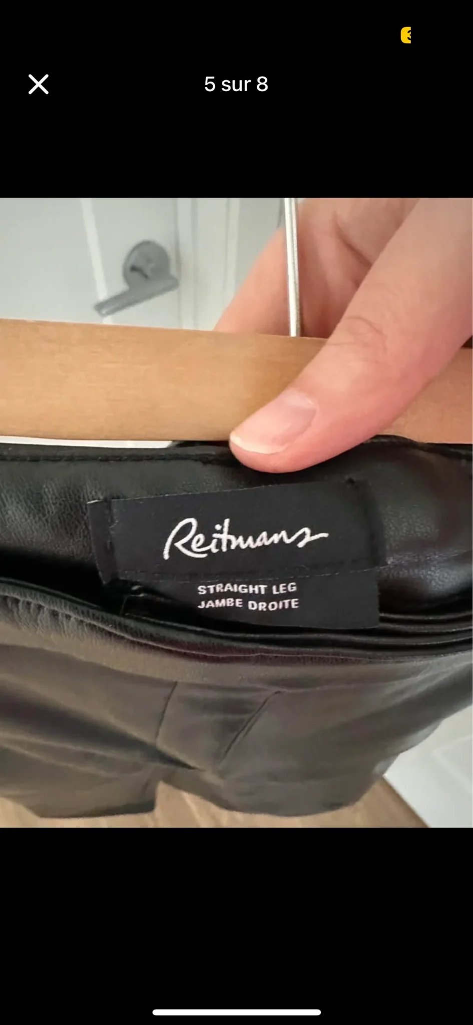 Image for Pantalon en faux cuir à taille haute et jambe droite doublé à l’intérieur size 8 de marque Reitmans