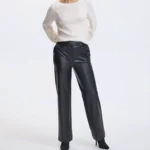 Thumbnail for Pantalon en faux cuir à taille haute et jambe droite doublé à l’intérieur size 8 de marque Reitmans