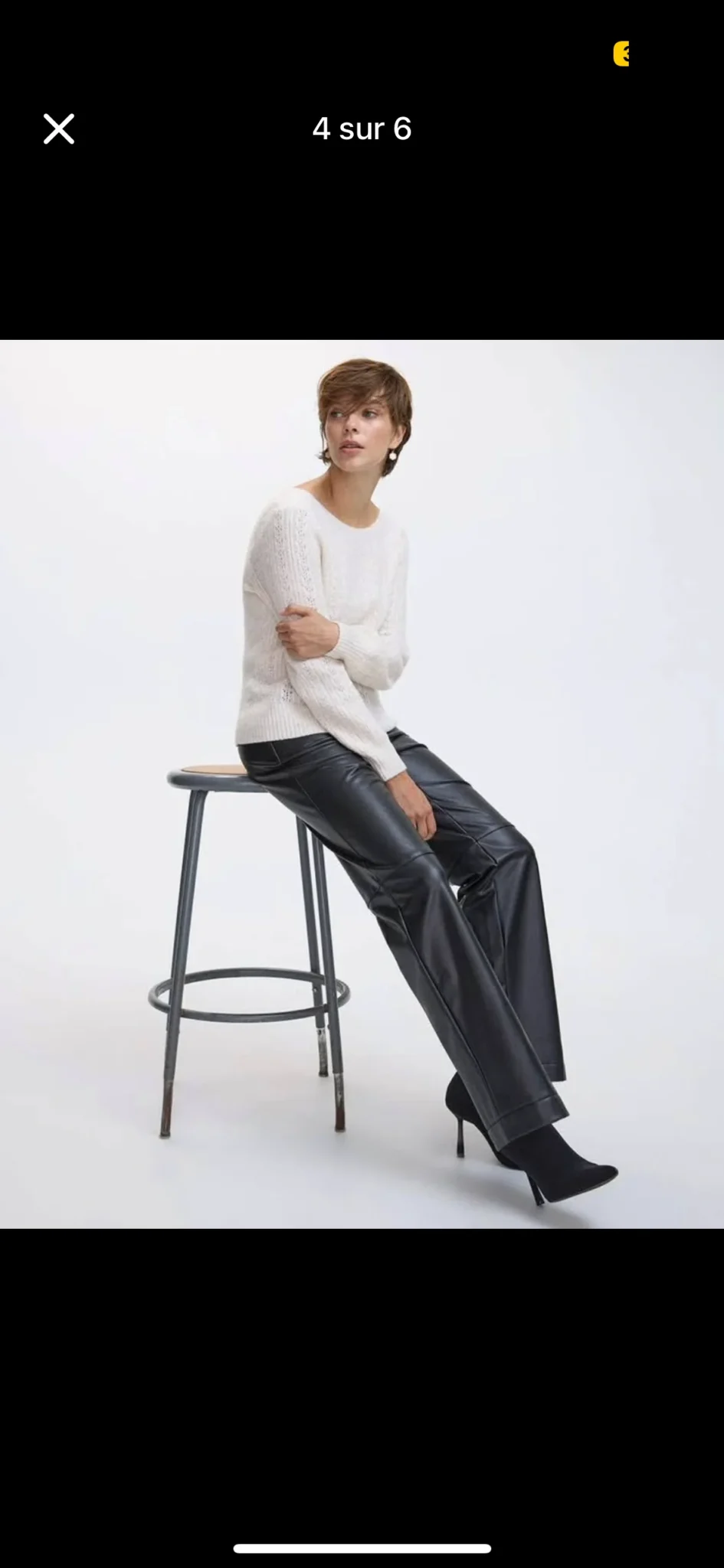 Image for Pantalon en faux cuir à taille haute et jambe droite doublé à l’intérieur size 8 de marque Reitmans