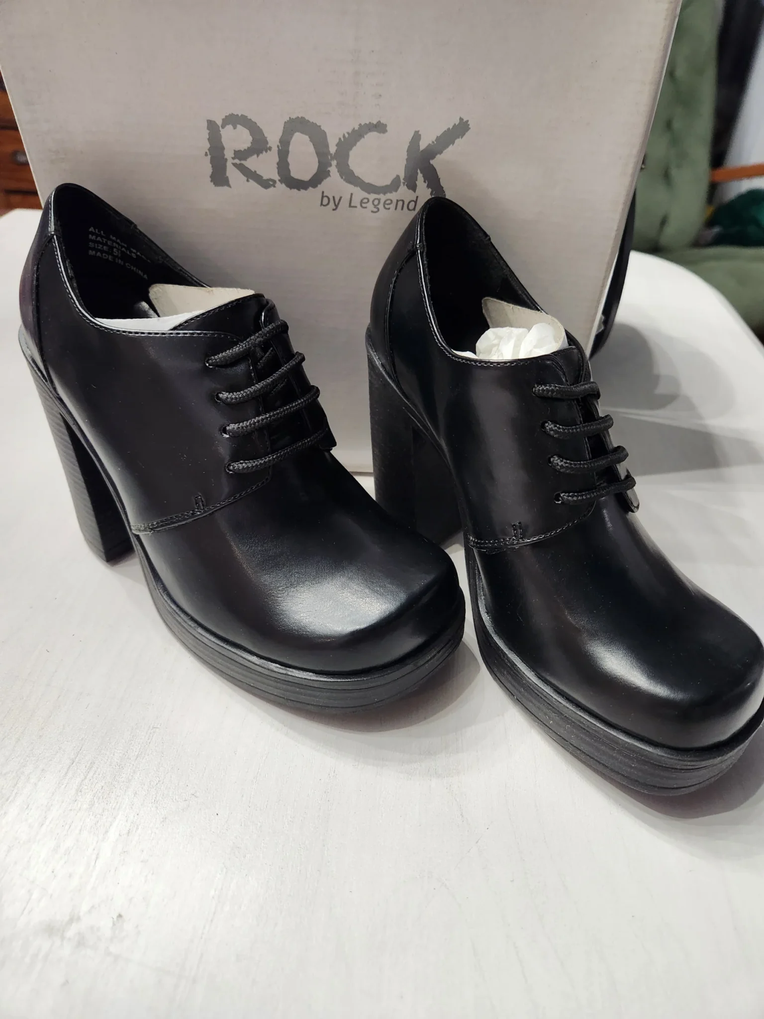 Featured image for Rock by Legend platform ankle boots – Black, Oxford style