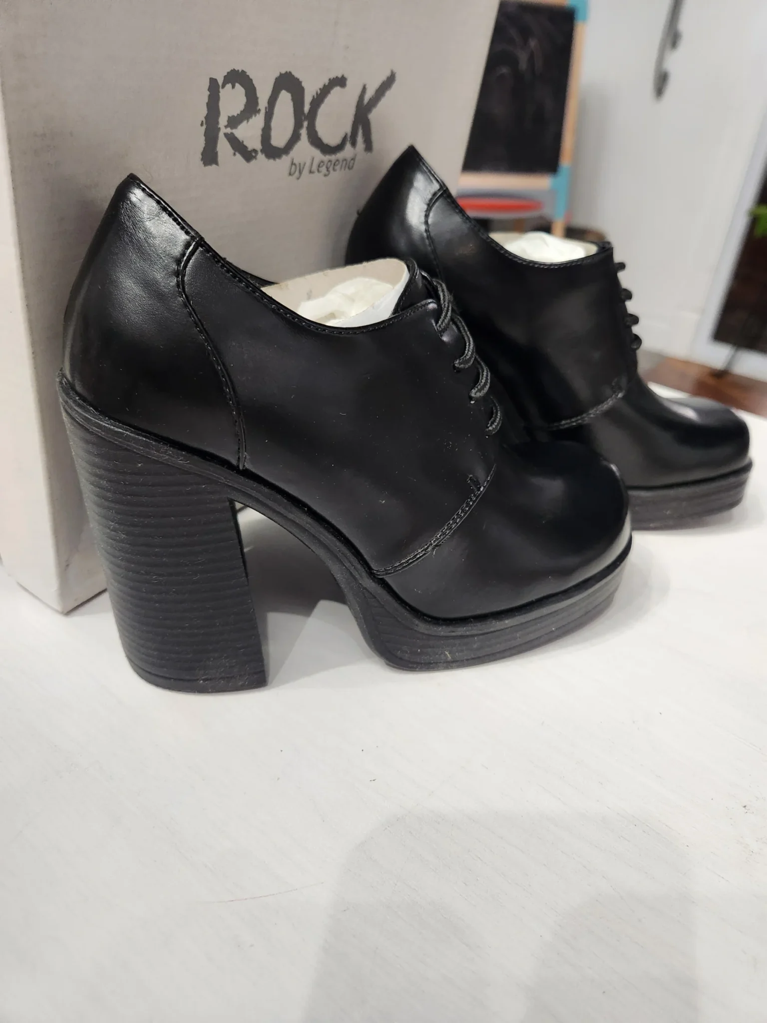 Image for Rock by Legend platform ankle boots – Black, Oxford style