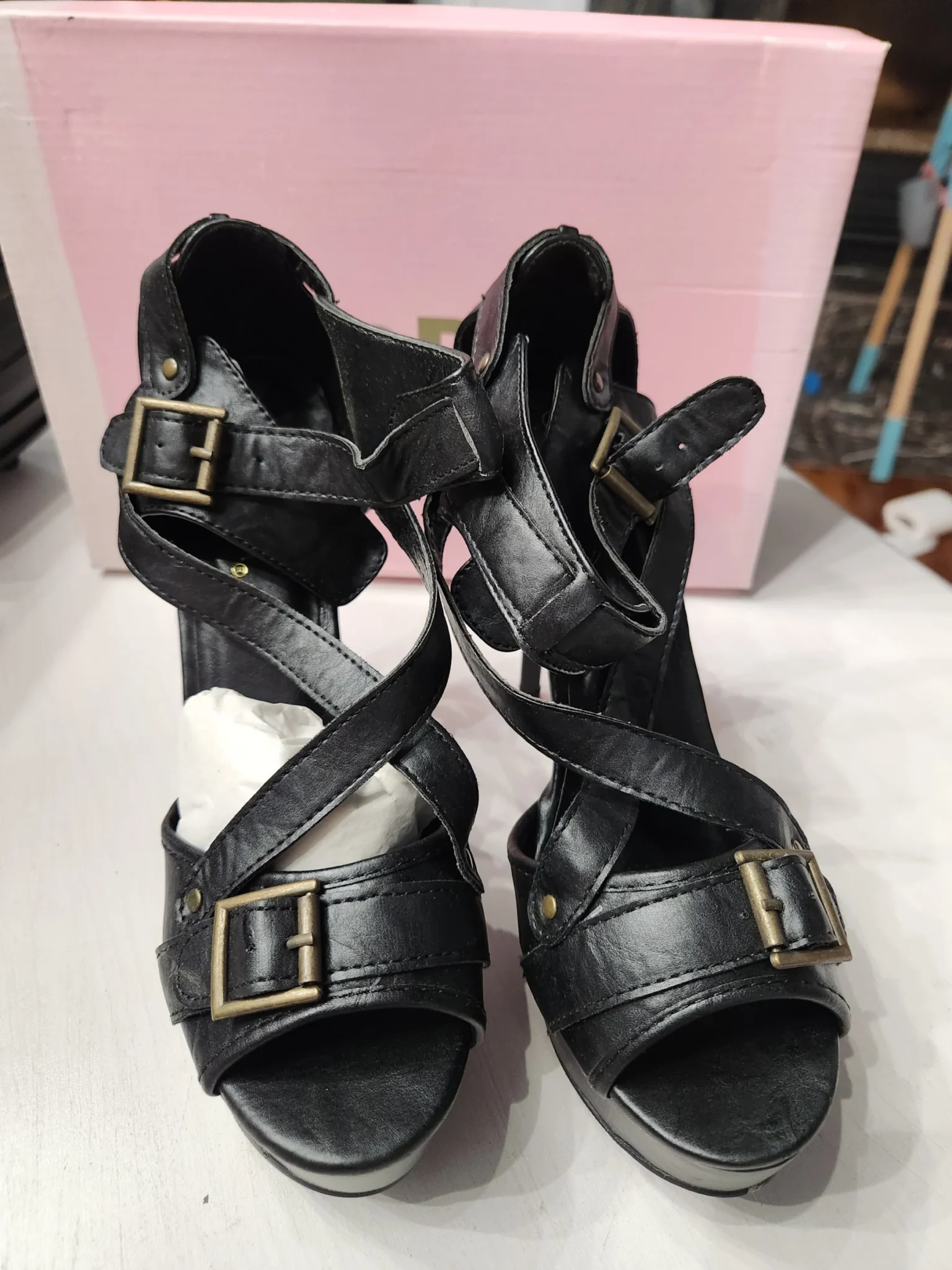 Featured image for Wild Diva platform heel sandals – Black gladiator style 🖤