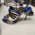 Thumbnail for BRAND NEW IN BOX | Anne Michelle heeled sandals – Python-effect & Metallic – Size 9