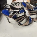 Thumbnail for BRAND NEW IN BOX | Anne Michelle heeled sandals – Python-effect & Metallic – Size 9