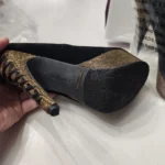 Thumbnail for Dollhouse ‘Randy’ Gold/Black sequinned platform heels – BRAND NEW – Size 6.5