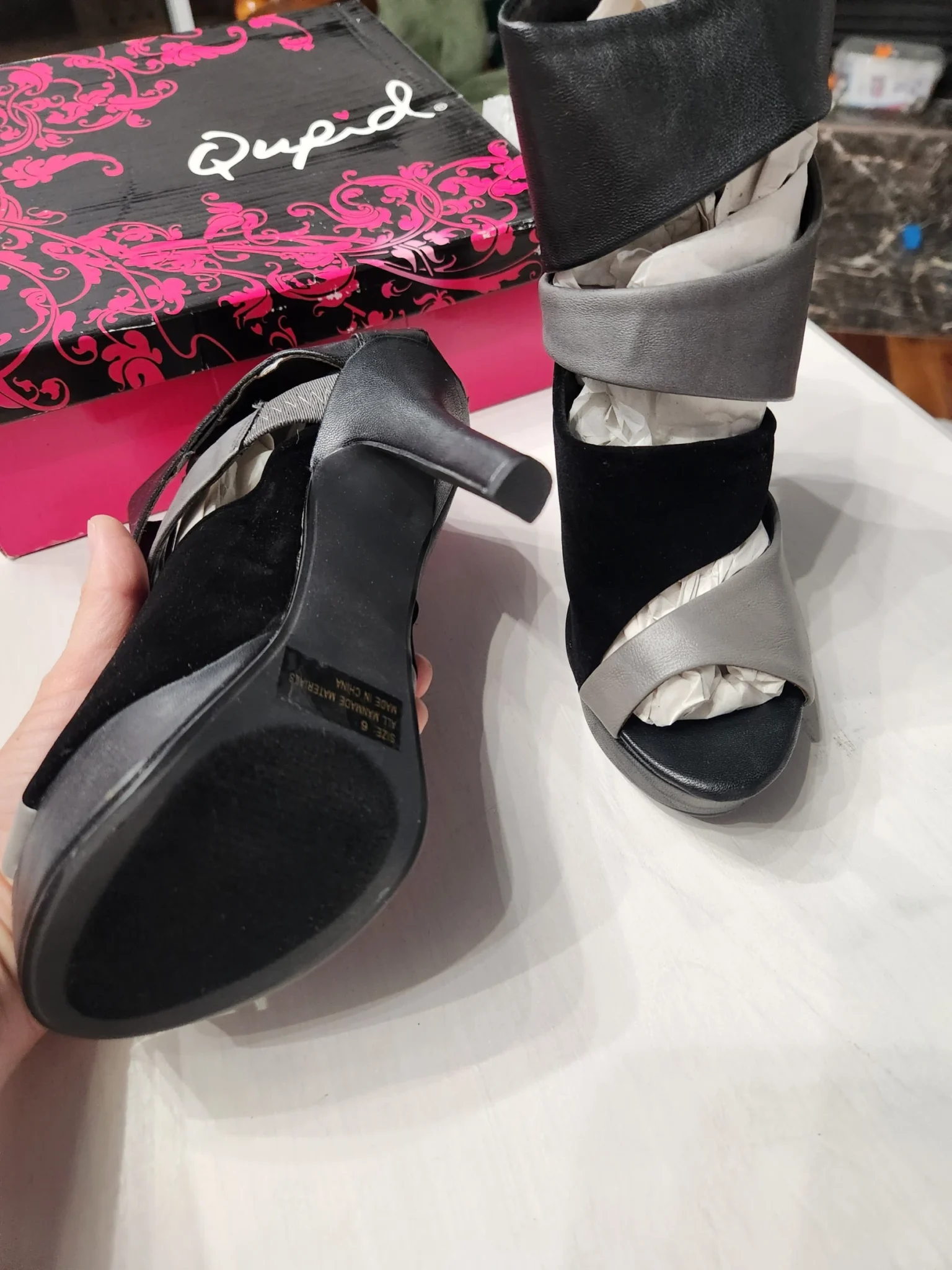 Image for Qupid three-colour high-heeled sandals – Brand new in their box – Size 6 (36.5)