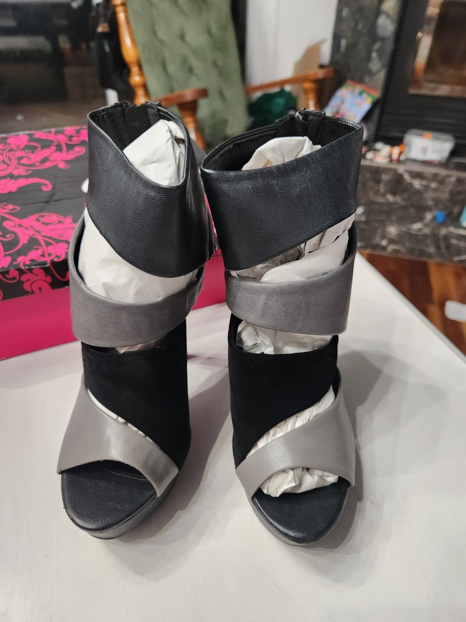 Image for Qupid three-colour high-heeled sandals – Brand new in their box – Size 6 (36.5)