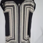 Featured thumbnail for Cynthia Rowley Silk Tunic Dress – Black & Cream Geometric Pattern