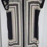 Thumbnail for Cynthia Rowley Silk Tunic Dress – Black & Cream Geometric Pattern