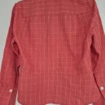 Thumbnail for Anne Klein fitted shirt in linen and rayon – Coral red with stained-glass-style checks – Vintage chic