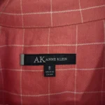 Thumbnail for Anne Klein fitted shirt in linen and rayon – Coral red with stained-glass-style checks – Vintage chic