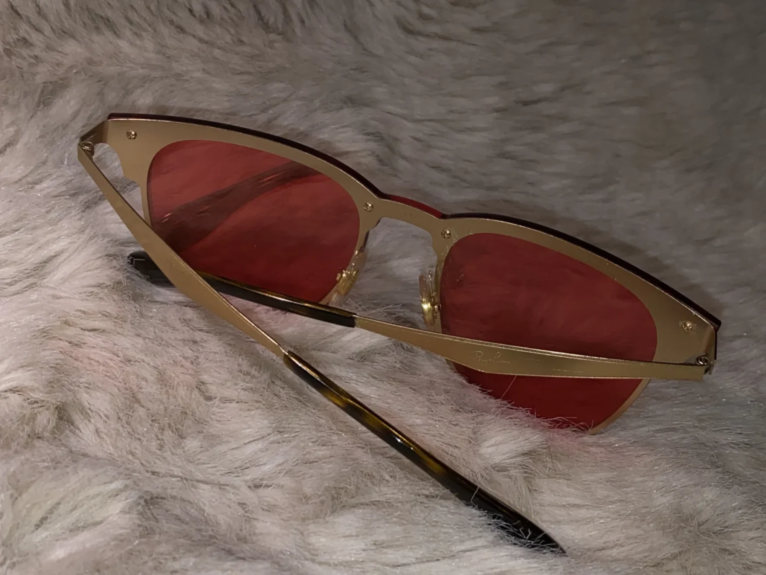 Image for Ray-Ban Rimless Sunglasses with Red-Tinted Lenses