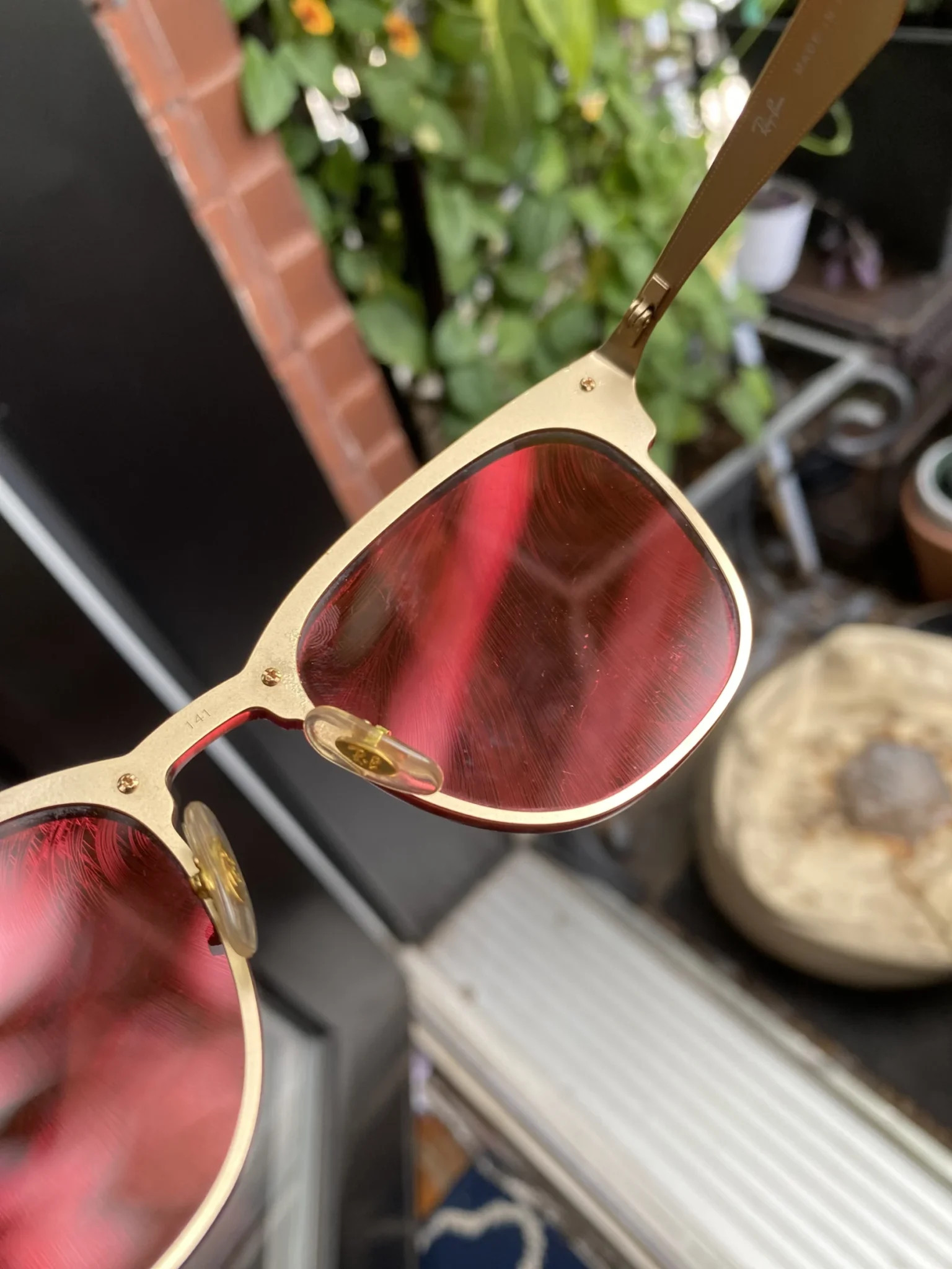 Image for Ray-Ban Rimless Sunglasses with Red-Tinted Lenses
