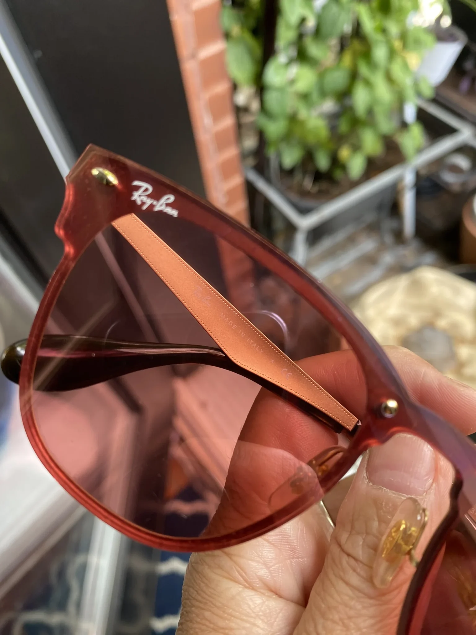 Image for Ray-Ban Rimless Sunglasses with Red-Tinted Lenses