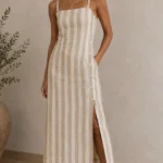 Featured thumbnail for Robe midi en mélange de coton à boutons latéraux