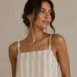 Thumbnail for Robe midi en mélange de coton à boutons latéraux
