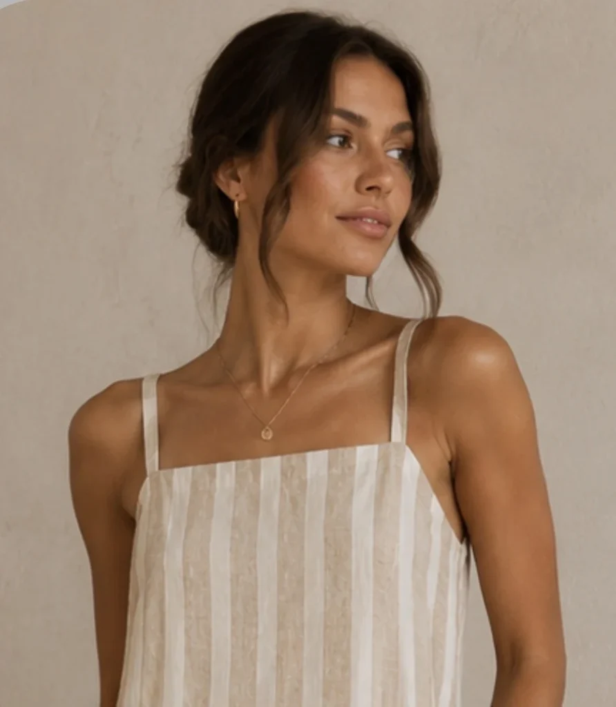 Image for Robe midi en mélange de coton à boutons latéraux