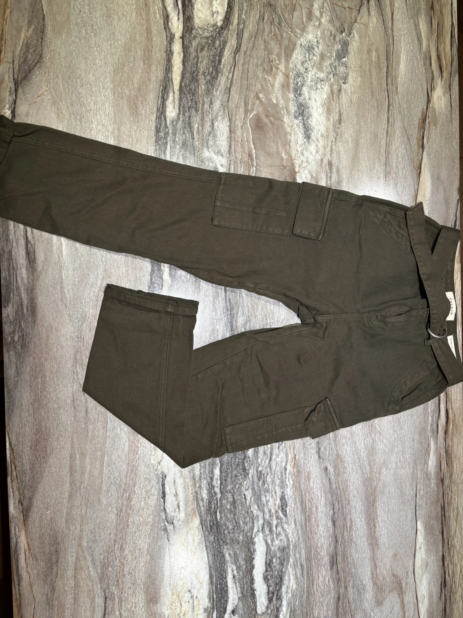 Image for Khaki cargo-style trousers