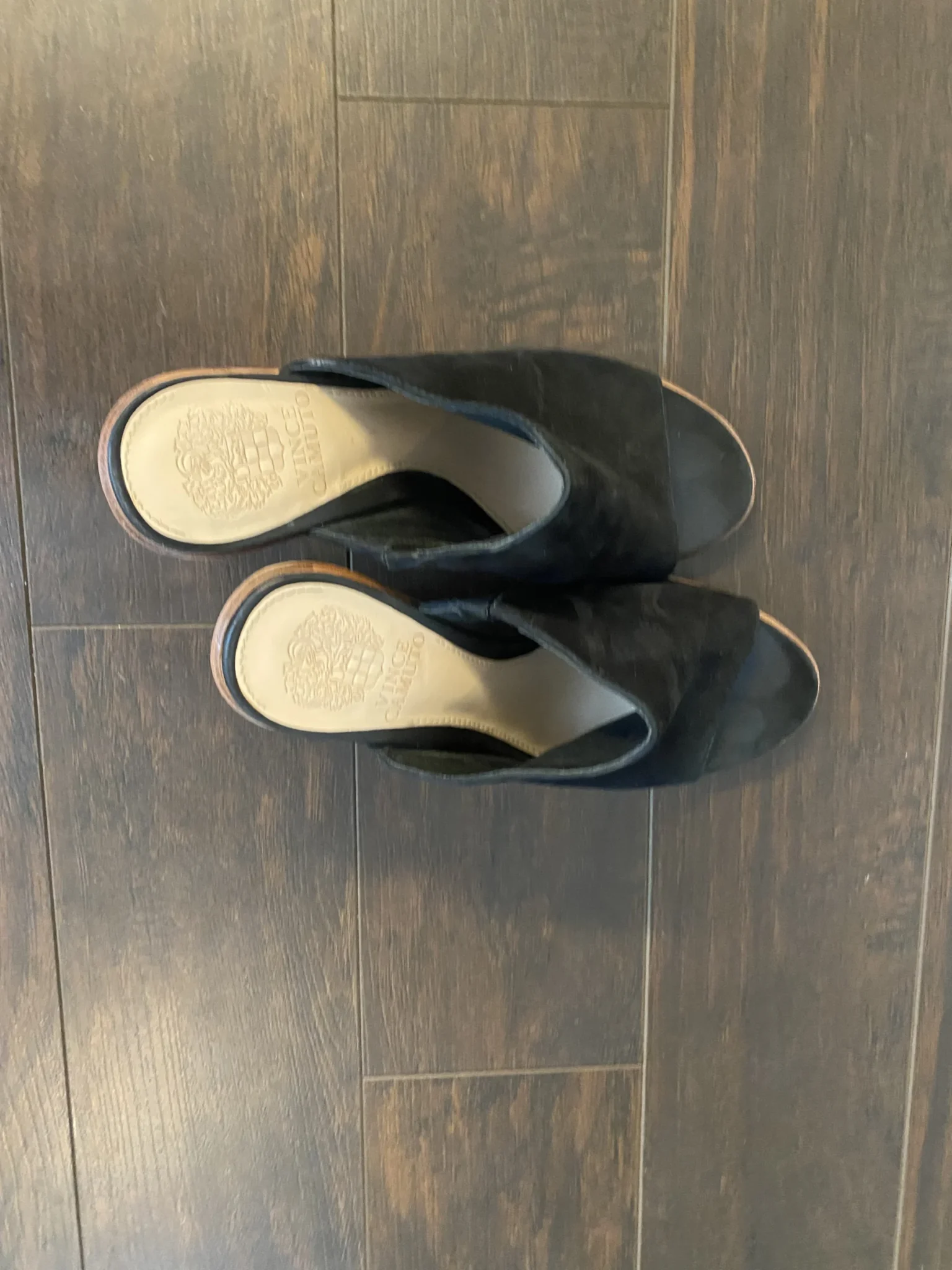 Image for Black suede Vince Camuto mules – Size 8M/38