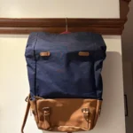 Featured thumbnail for Beatnik & Sons rucksack – Navy blue and cognac leather
