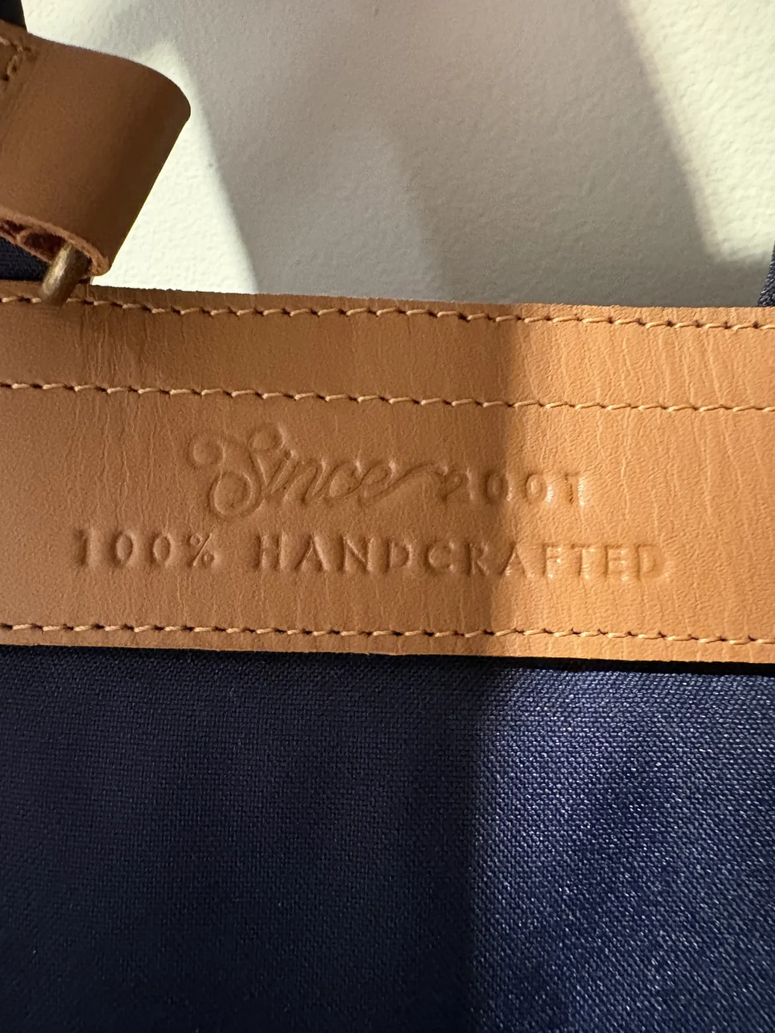 Image for Beatnik & Sons rucksack – Navy blue and cognac leather