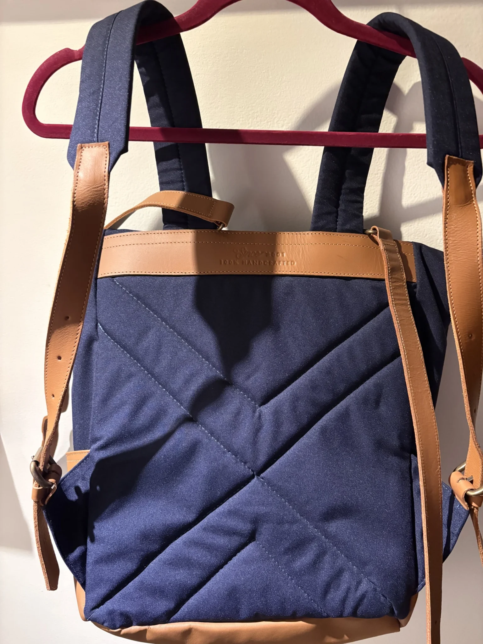 Image for Beatnik & Sons rucksack – Navy blue and cognac leather